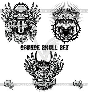 Skull set grunge skull coat of arms - vector clipart