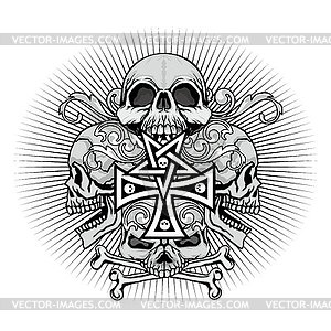  grunge skull coat of arms - vector clip art