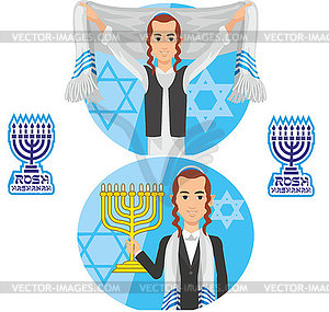 Набор евреев - рисунок в векторе