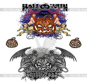 Halloween pumpkin set  - stock vector clipart