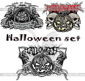 Halloween pumpkin set  - vector image