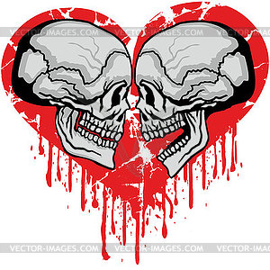 Валентинский череп с сердцем - векторное изображение EPS