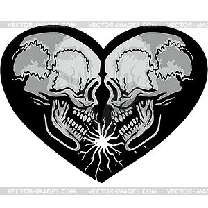 Valentines skull with heart - royalty-free vector clipart