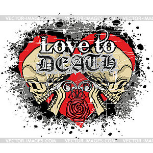 Valentines skull with heart - vector clipart