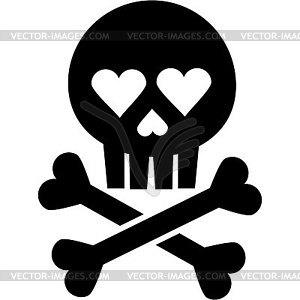 Valentines skull with heart - vector image