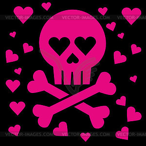 Valentines skull with heart - vector clipart