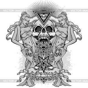  grunge skull coat of arms - vector clipart