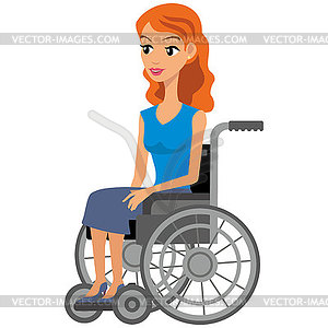 Disabled girl sitting - vector clipart / vector image