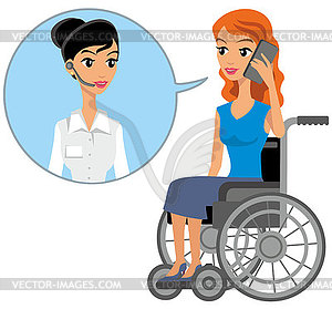 Disabled girl sitting - vector image