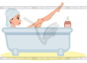 The girl takes a bath  - vector clipart