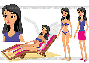 Beautiful young girl  - color vector clipart