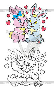 Valentine\'s Day, rabbits in love  - vector clip art