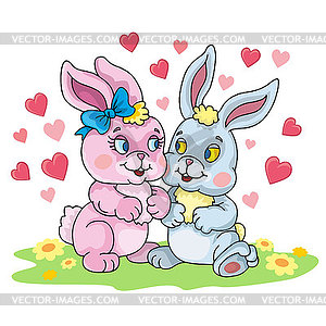 Valentine\'s Day, rabbits in love  - vector clipart