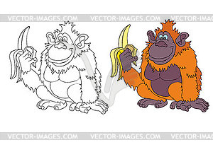 Monkey with banana  - vector EPS clipart