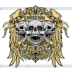 Grunge skull  - vector clip art