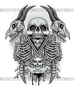 Grunge skull - vector image