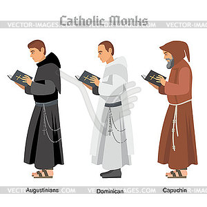 Catholic Monks - vector clip art