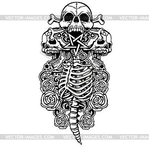 Grunge skull - vector image