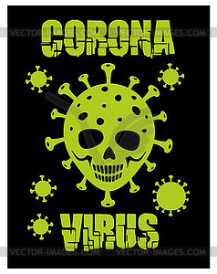 Coronavirus skull  - vector image
