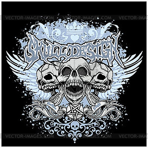 Grunge skull  - vector image