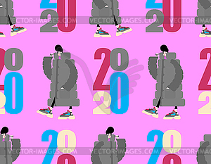 2020 year pattern seamless. Stylish man High-soled - vector clipart