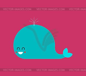 Cute whale . Happy kids cartoon see animal. illus - color vector clipart