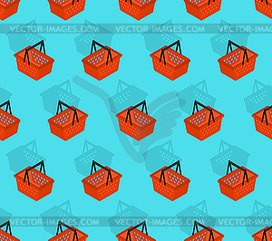 Shopping basket pattern seamless. Geometric - vector clipart