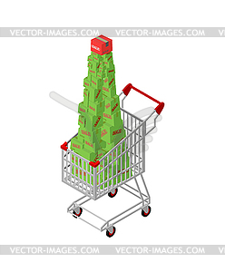 Рождественская елка из подарочных коробок. Рождественская распродажа. - векторный графический клипарт
