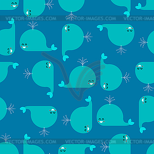 Cute whale pattern seamless. Happy kids cartoon - vector clip art