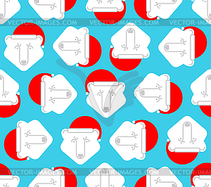 Polar Bear Santa Claus pattern seamless. Christmas - vector image