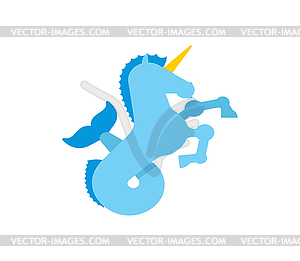 Water unicorn Hippocampus Mythical animal. - vector image