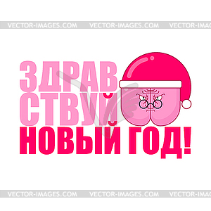 Christmas Poster Russian text - Hello ass, new year - vector clip art