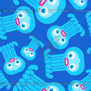 Cute Octopus baby pattern seamless. Cartoon poulpe - vector clipart