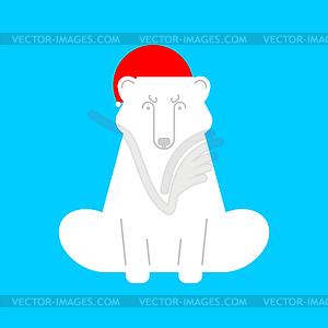 Polar Bear Santa Claus . Christmas and New Year - vector clip art