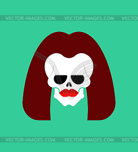 Female skull . Woman skeleton head - vector image