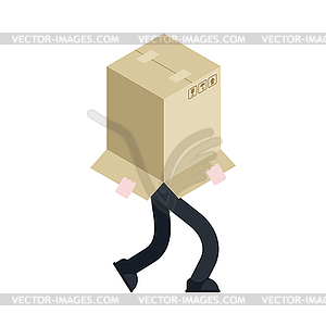 Man put box on his head - vector image