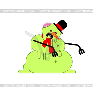 Snowman Zombie . Dead green snowman. end of - vector clipart / vector image