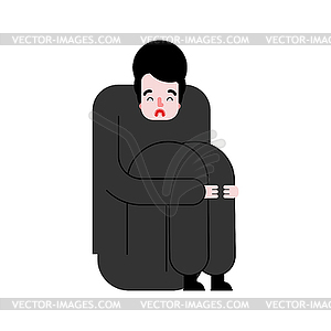Man sits sad. Loneliness concept - vector image