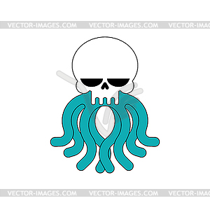 Skull octopus. Skeleton head poulpe - vector clip art