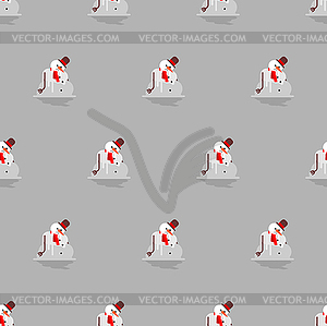 Melted snowman pattern seamless. Winter is ending - vector image