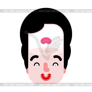 Man with small brain. Little brains in head. Concep - royalty-free vector clipart