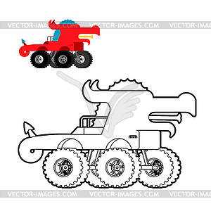 Monster Truck Dragon раскраски. Автомобиль животных на - клипарт в векторном виде