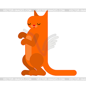 Cat stands on its hind legs. Pet - vector clipart