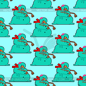 Snowman Zombie pattern seamless. Dead green - vector clipart / vector image