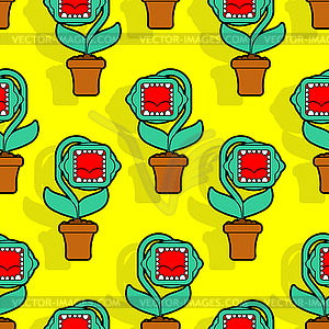 Predatory flower with teeth pattern seamless. - vector clip art