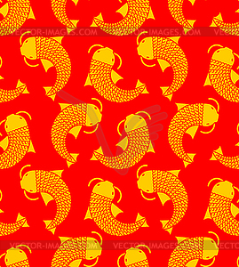 Koi Gold Japanese carp pattern seamless. thai koi - vector image