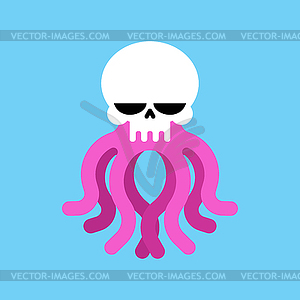 Skull octopus. Skeleton head poulpe - vector image