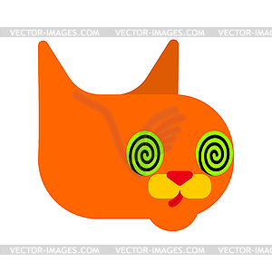 Hypnotized cat . Eyes were spiraling. illustratio - royalty-free vector clipart