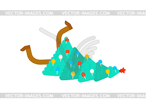 Рождественская елка упала поскользнулась. рождество - стоковое векторное изображение