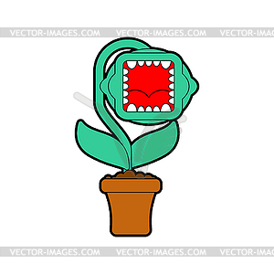 Хищный цветок с зубами. Flytrap illustratio - изображение векторного клипарта